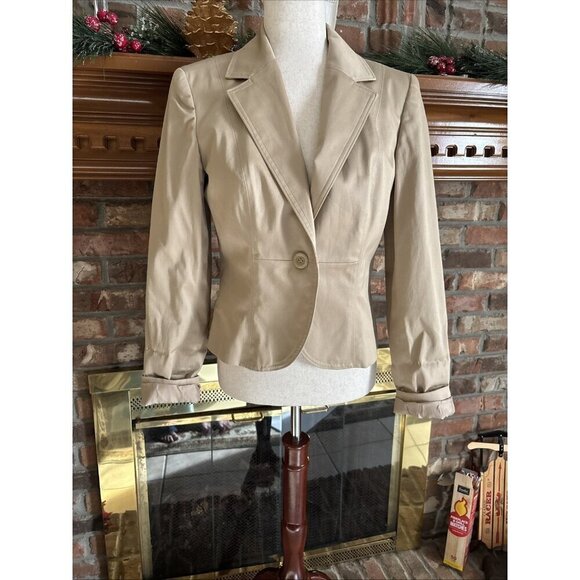 Casual Corner Jackets & Blazers - casual Corner Tan Chino Cotton Blazer Size 6 See Measurements